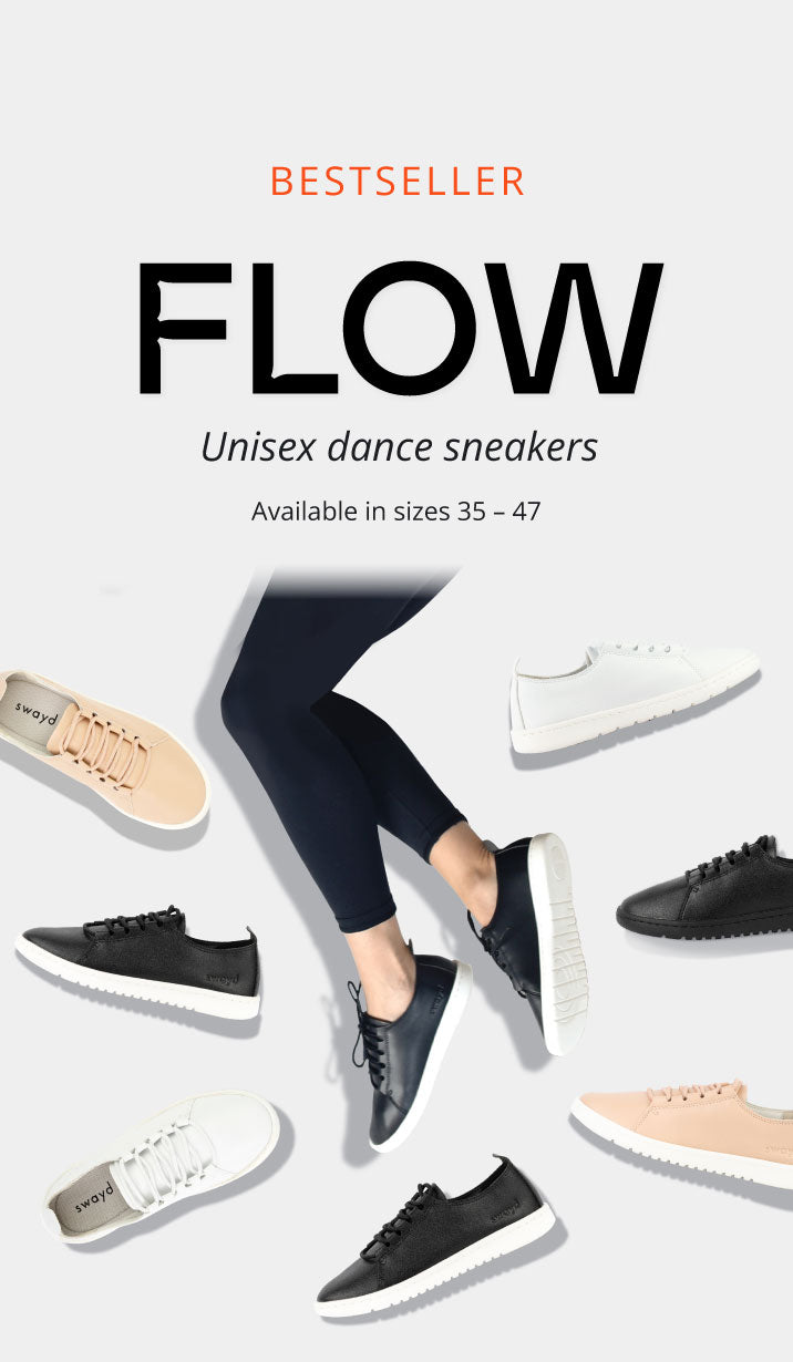The banner shows all models of Swayd unisex dance sneakersin different colors