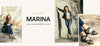 The image shows model Marina wearing the black sandals Marina